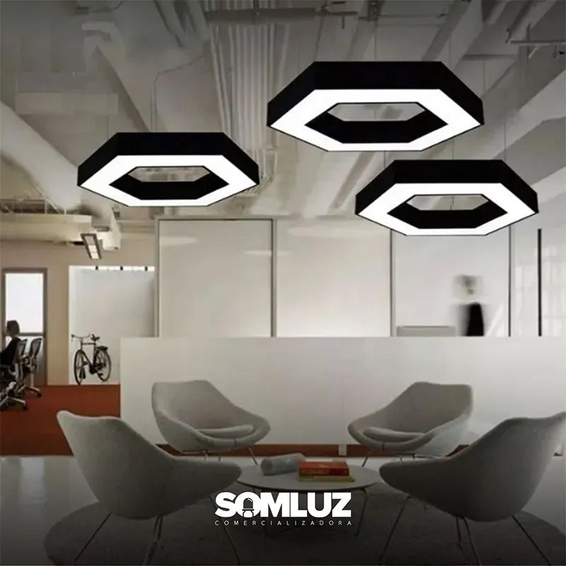 Lámpara Colgante Led Hexagonal 72w Minimalista Luz Blanca Lumicraft