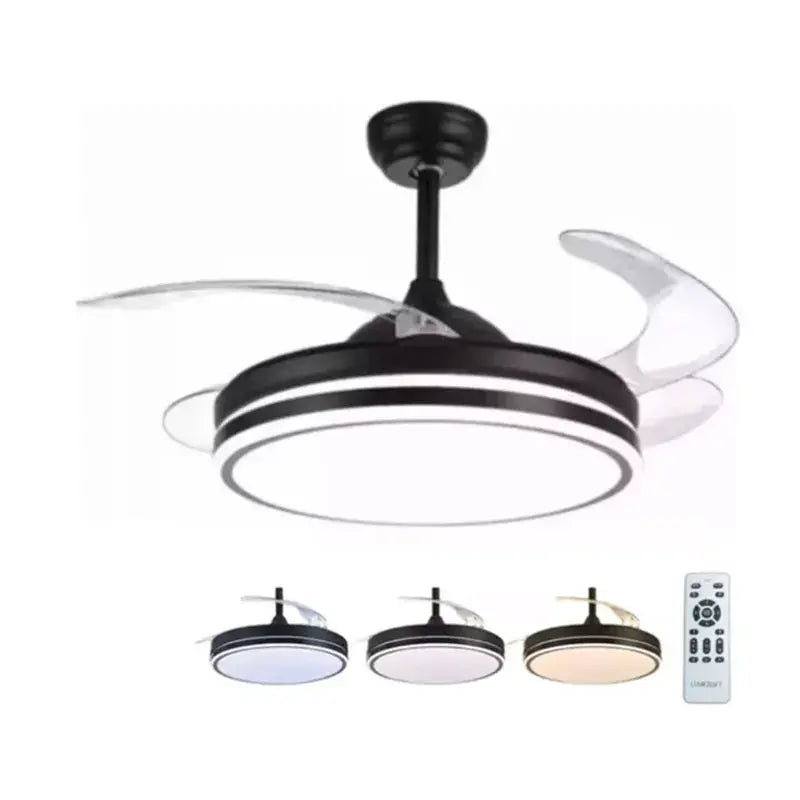Lámpara de Techo con Ventilador 40w 3 tonos de Luz con Aspa Retráctil de Led con Control Remoto Lumicraft