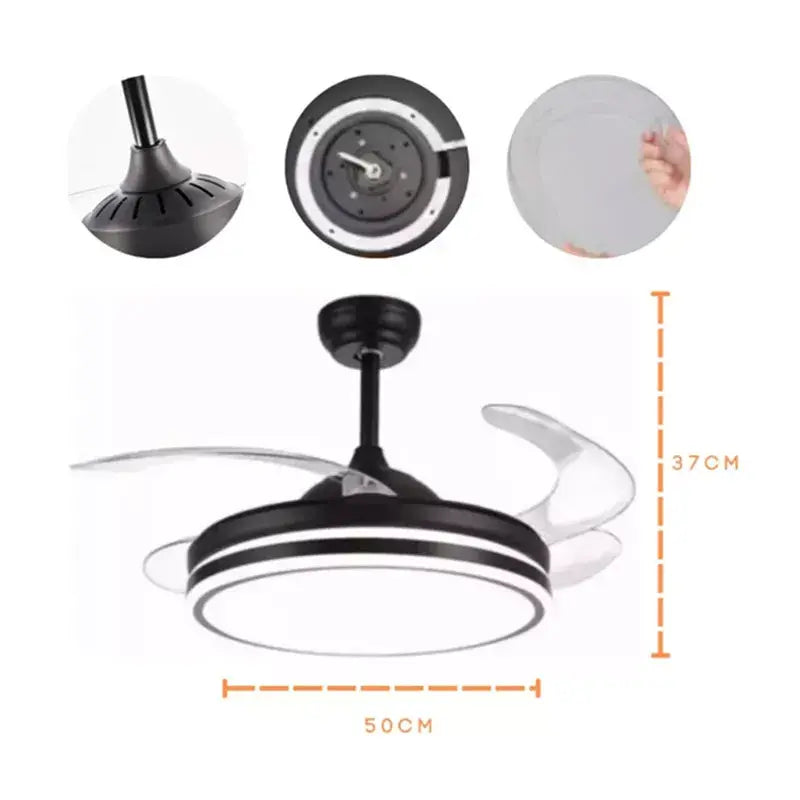 Lámpara de Techo con Ventilador 40w 3 tonos de Luz con Aspa Retráctil de Led con Control Remoto Lumicraft