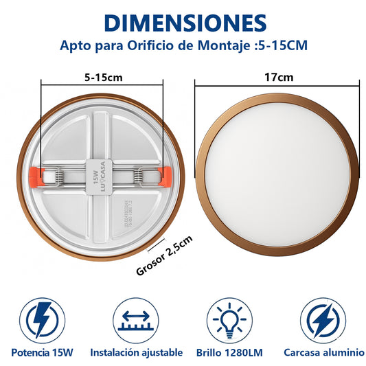 PANEL AJUSTABLE COBRE MATE 15W - AZMBB15WCM