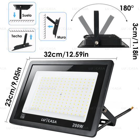 Reflector Led 200W Lampara Exterior IP66 Luz Blanco fria 20000LM XPG200W