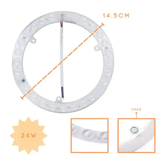 Repuesto Para Lampara Led 24 W Luz Blanca Con Imán Redondo Maigoo