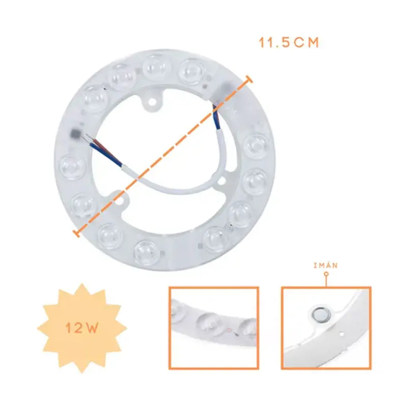 Repuesto Para Lampara Led 12w Luz Blanca Con Imán 127v Maigoo
