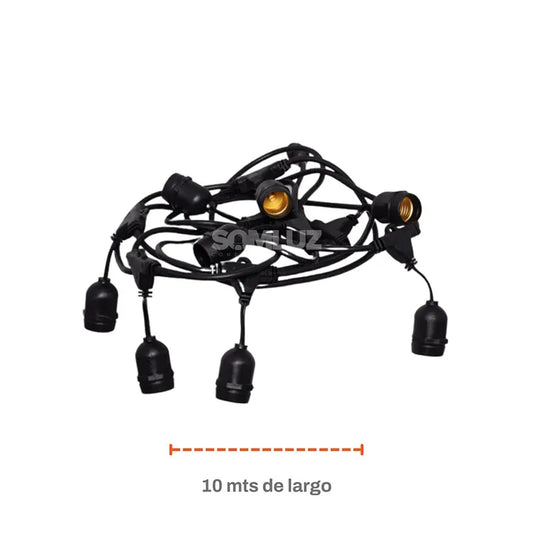 LUZCASA Series De Luces Vintage Extensión Guirnalda 10m Sin Foco E27 10 Sockets