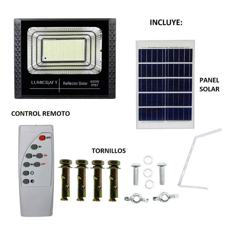 Reflector Led con Panel Solar 400w con Control remoto LUMICRAFT