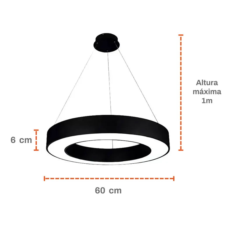 Lámpara Colgante Led Circular 72w Minimalista Luz Blanca Lumicraft