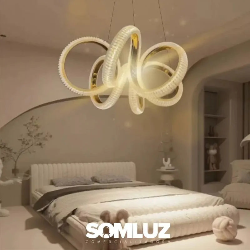 Lámpara Colgante Acrílico de Led 3 Tonos con Control Remoto SomLuz