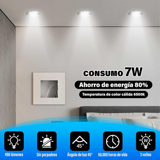 Empotrado Plafon Led 7w Spot Dirigible Satinado Plateado Luz Calida o Blanco - THLB7W & THLC7W
