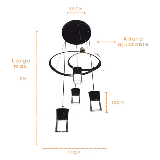Candil Colgante Led 100w 3 Tonos de Luz, Atenuable con Control Remoto SomLuz