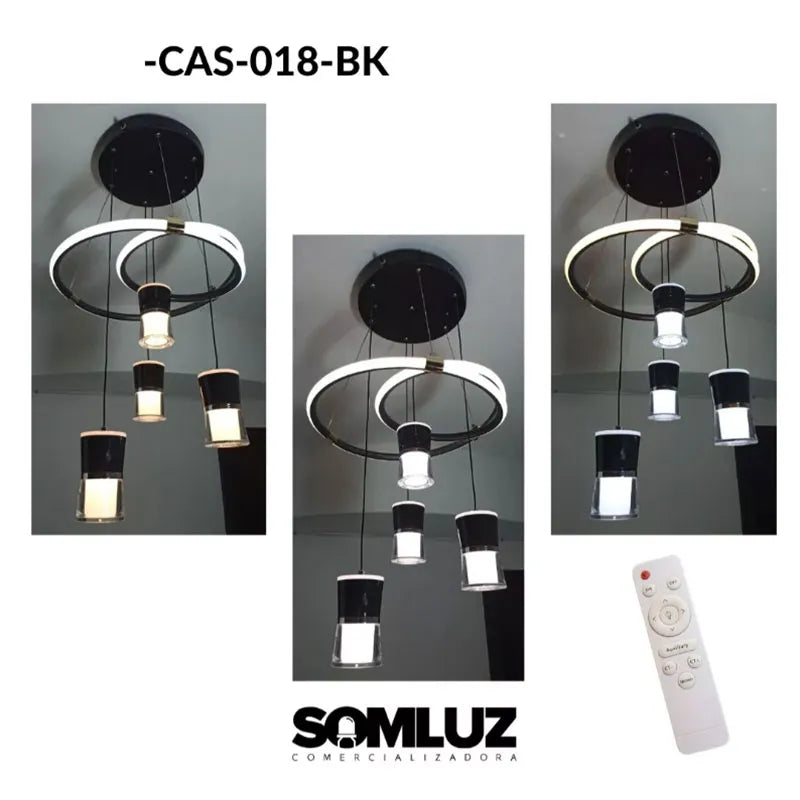 Candil Colgante Led 100w 3 Tonos de Luz, Atenuable con Control Remoto SomLuz