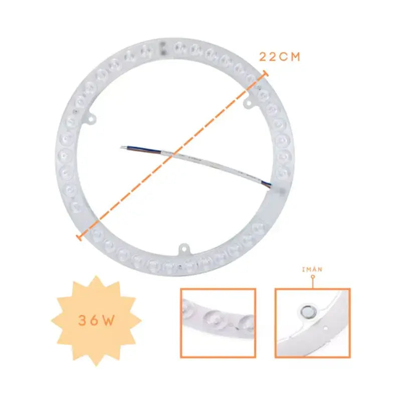 Repuesto Para Lampara Led Redondo 36w Luz Blanca 6500k Maigoo