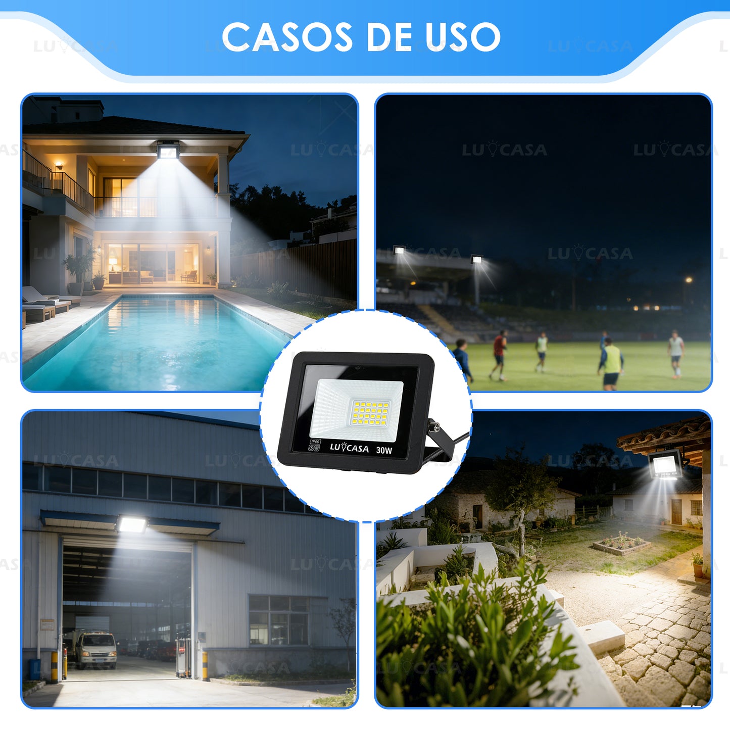 Reflector Led 30W Lampara Exterior IP66 Luz Blanco fria 3000LM