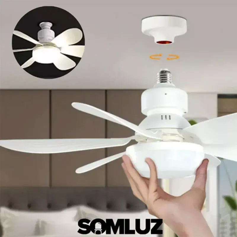 Foco de Led con Ventilador 5 Aspas Chicas 40w 3 Tonos De Luz Con Control Teco