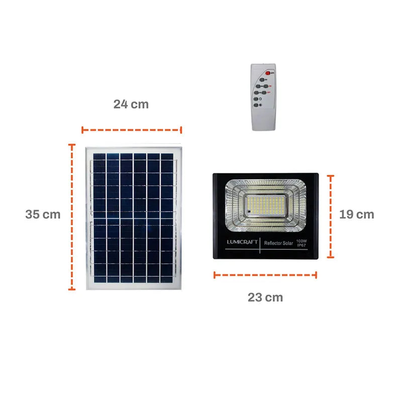 Reflector Led con Panel Solar 100W con Control remoto  Lumicraft