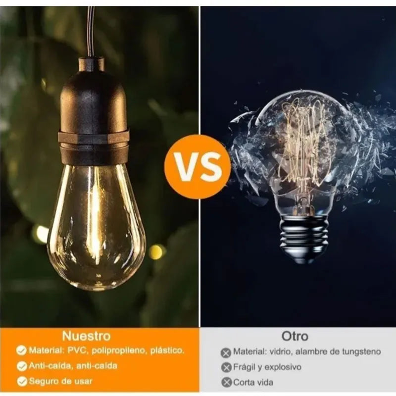 LUZCASA Foco Vintage Led Plástico S14 1W Luz Cálida 2700k E26 Kit 20pzs