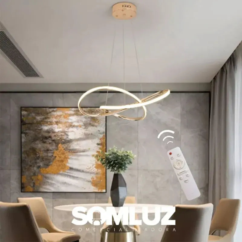 Candil Colgante Led de Cristal 100w Tipo Nudo, 3 Tonos de Luz Atenuable con Control Remoto SomLuz