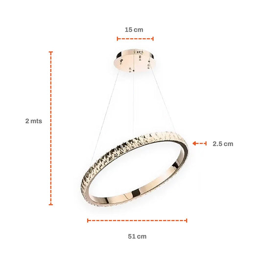 Candil Colgante Led de Cristal 100w 1 Aro, 3 Tonos de Luz Atenuable con Control Remoto SomLuz