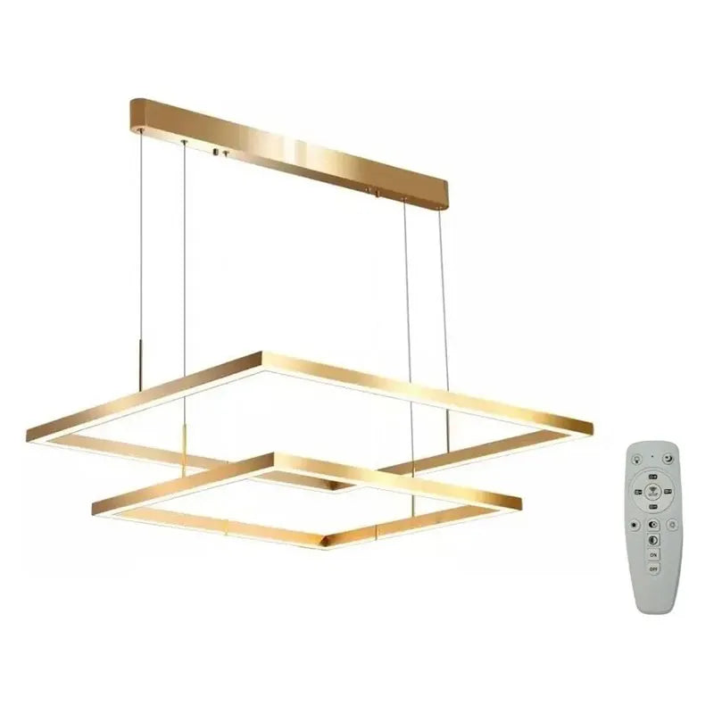 Candil Colgante 2 Cuadros de Led 100w 3 Tonos de Luz Atenuable con Control Remoto SomLuz