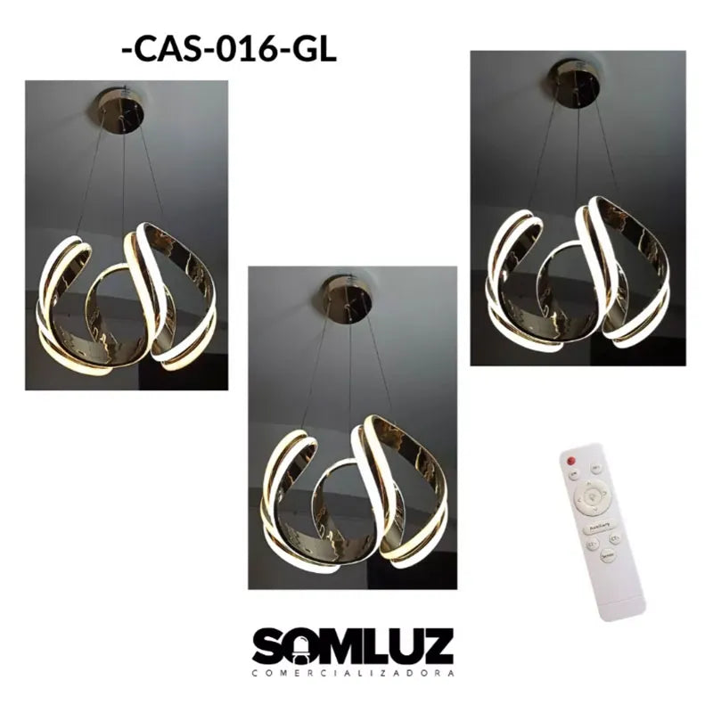 Candil Colgante Led 100W 3 Tonos de Luz, Atenuable con Control Remoto SomLuz