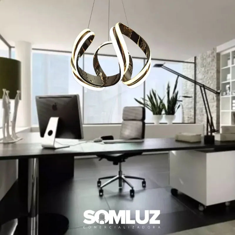 Candil Colgante Led 100W 3 Tonos de Luz, Atenuable con Control Remoto SomLuz