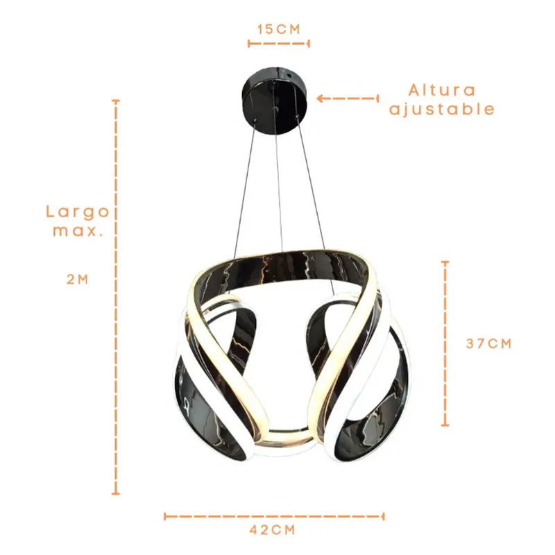 Candil Colgante Led 100W 3 Tonos de Luz, Atenuable con Control Remoto SomLuz