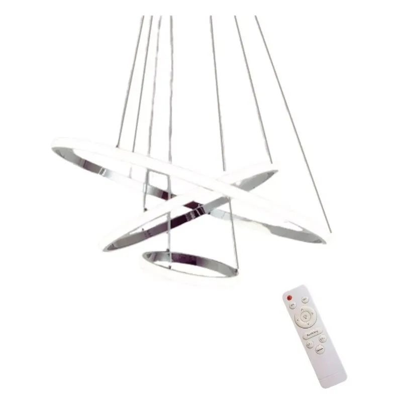 Candil Colgante Led 100w 3 Aros, 3 Tonos de Luz Atenuable con Control Remoto SomLuz