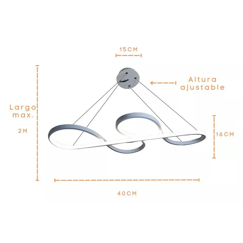Candil Colgante Led 100w 3 Tonos de Luz, Atenuable con Control Remoto SomLuz