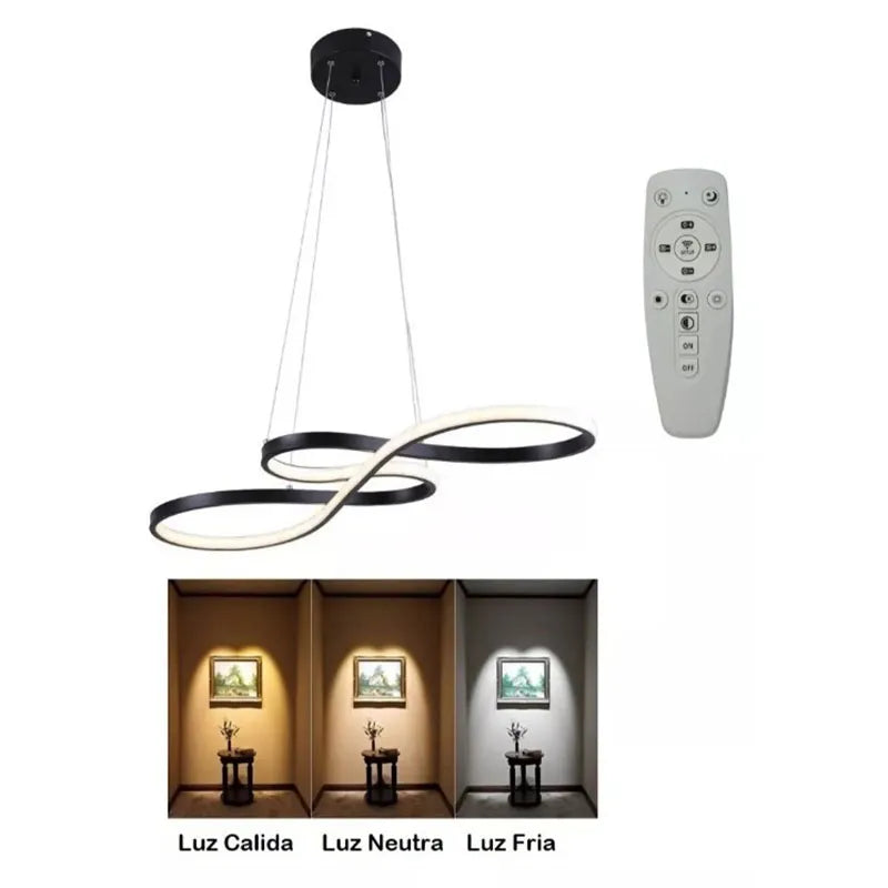 Candil Colgante Led 100w 3 Tonos de Luz, Atenuable con Control Remoto SomLuz