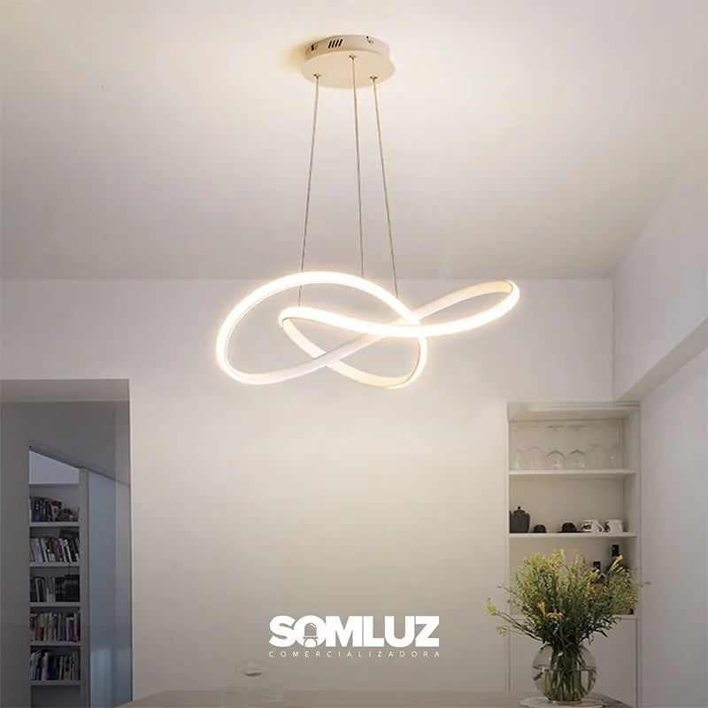 Candil Colgante Led 100w Tipo Nudo, 3 Tonos de Luz Atenuable con Control Remoto SomLuz