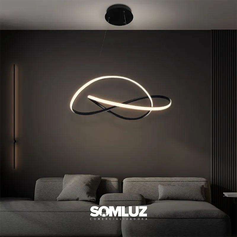 Candil Colgante Led 100w Tipo Nudo, 3 Tonos de Luz Atenuable con Control Remoto SomLuz