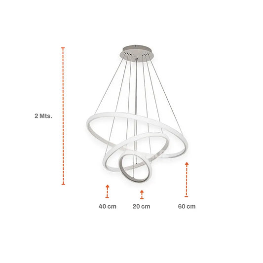Candil Led Colgante Neón 3 Aros 100w 3 Tonos de Luz Atenuable con control remoto SomLuz