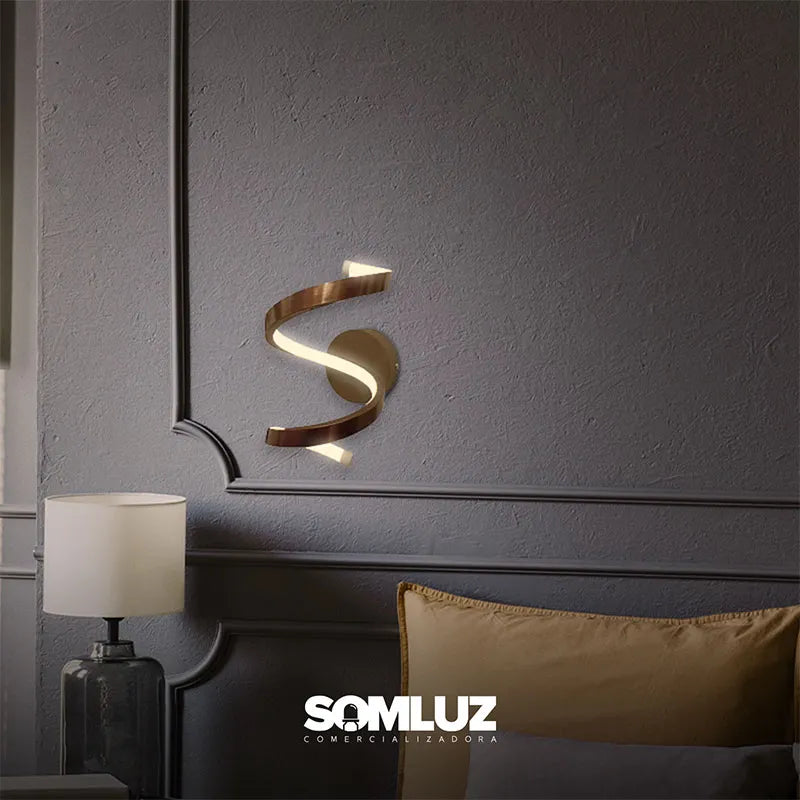 Lámpara Arbotante para Pared de Led Espiral 30w 3 Tonos De Luz SomLuz