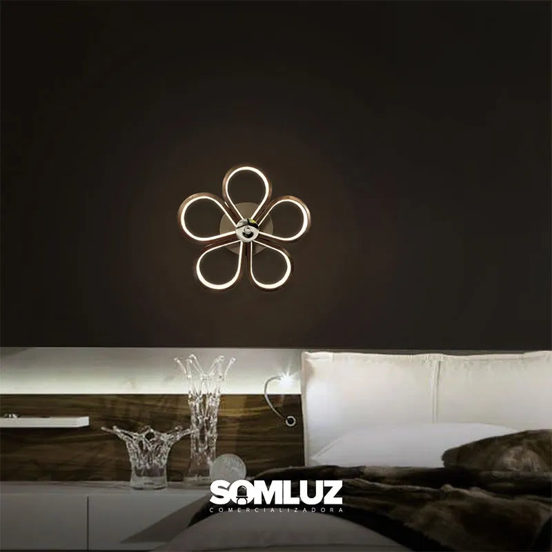 Lámpara Arbotante para Pared de Led Flor 30w 3 Tonos de Luz SomLuz