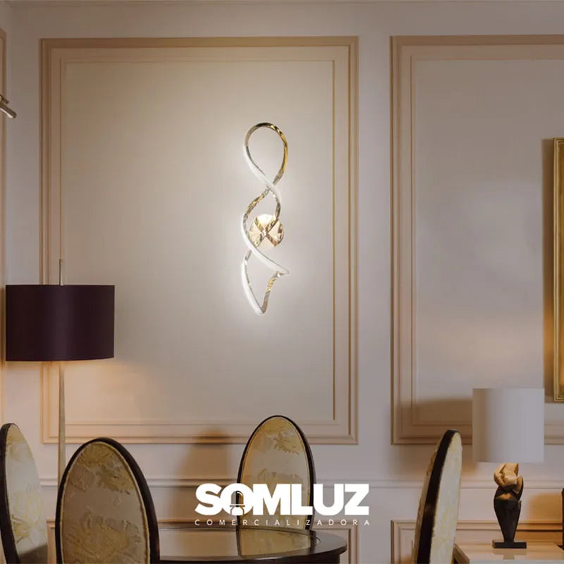 Lampara Led Para Pared Minimalista Moderna 3 Tonos Plata