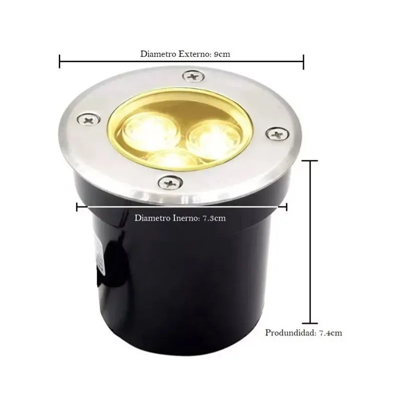 Lámpara de Piso Empotrable Led 3w Luz Cálida o Luz Blanco Frío