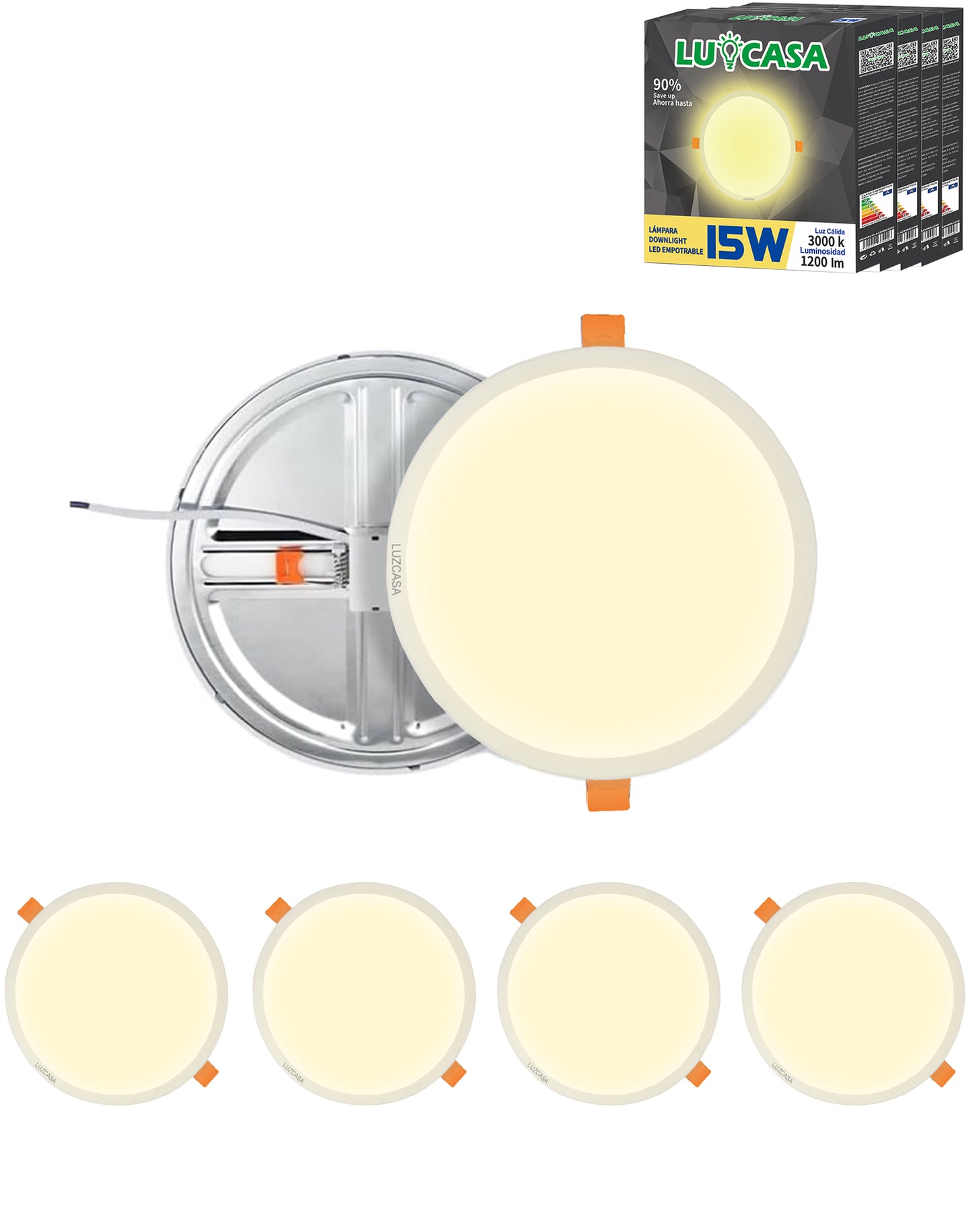 PLAFÓN PARA EMPOTRAR 15W LUZ BLANCO CALIDA 3500K