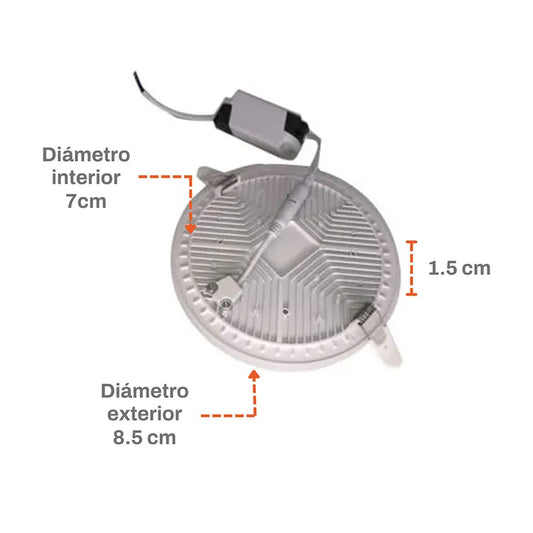 Lámpara Slim Empotrable Redondo de Led 12w sin Borde Luz Blanca Foyu