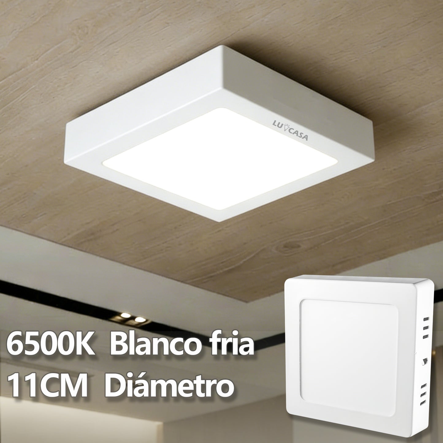 Lampara De Sobreponer Panel Led Cuadrado Luz Blanca Fría - MZMBFB6W