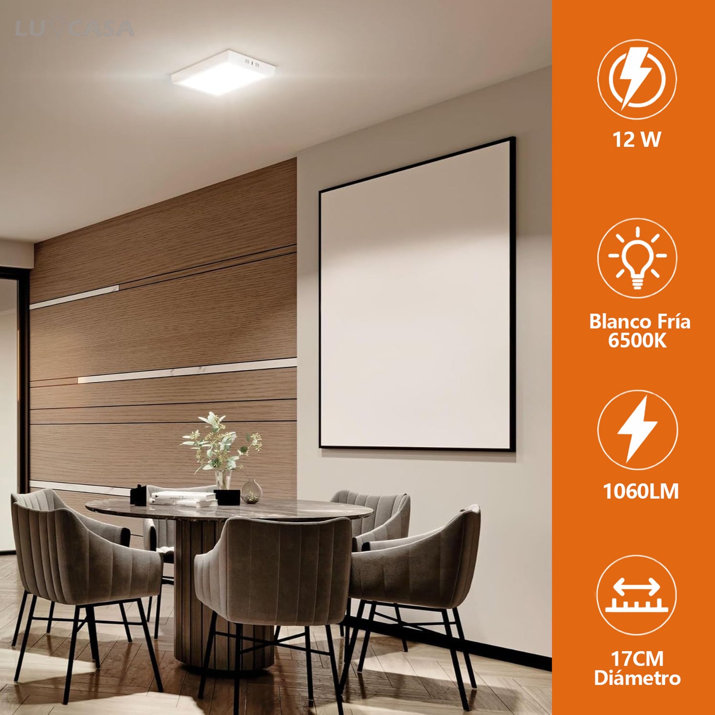 Lampara De Sobreponer Panel Led 12w Cuadrado - MZMBFB12W