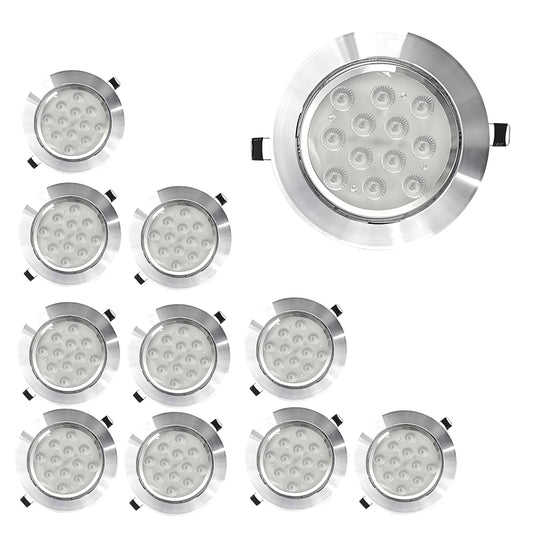 12W Empotrado Plafon Led Spot Dirigible Satinado Plateado Luz Calida o Blanco - THLB12W & THLC12W