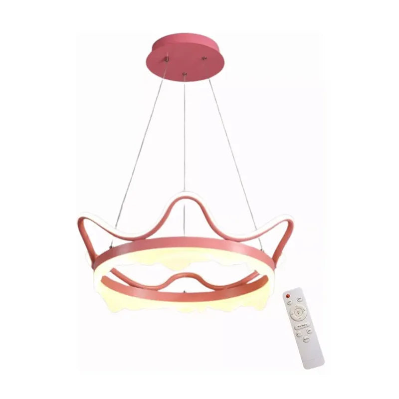 Lámpara Colgante Infantil Corona 100w de Led 3 Tonos Atenuable con Control Remoto SomLuz