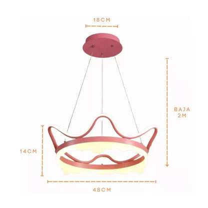Lámpara Colgante Infantil Corona 100w de Led 3 Tonos Atenuable con Control Remoto SomLuz