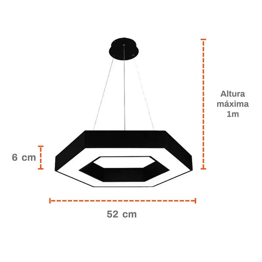 Lámpara Colgante Led Hexagonal 72w Minimalista Luz Blanca Lumicraft
