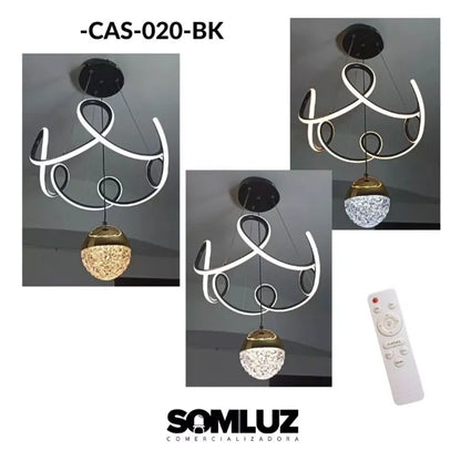 Candil Colgante Led 100w 3 Tonos de Luz, Atenuable con Control Remoto SomLuz