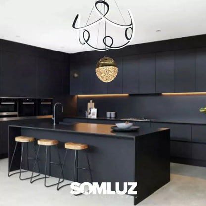 Candil Colgante Led 100w 3 Tonos de Luz, Atenuable con Control Remoto SomLuz