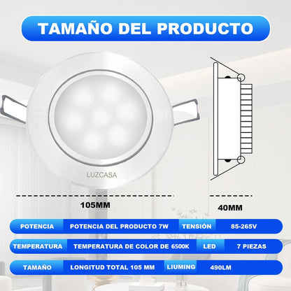 Empotrado Plafon Led 7w Spot Dirigible Satinado Plateado Luz Calida o Blanco - THLB7W & THLC7W