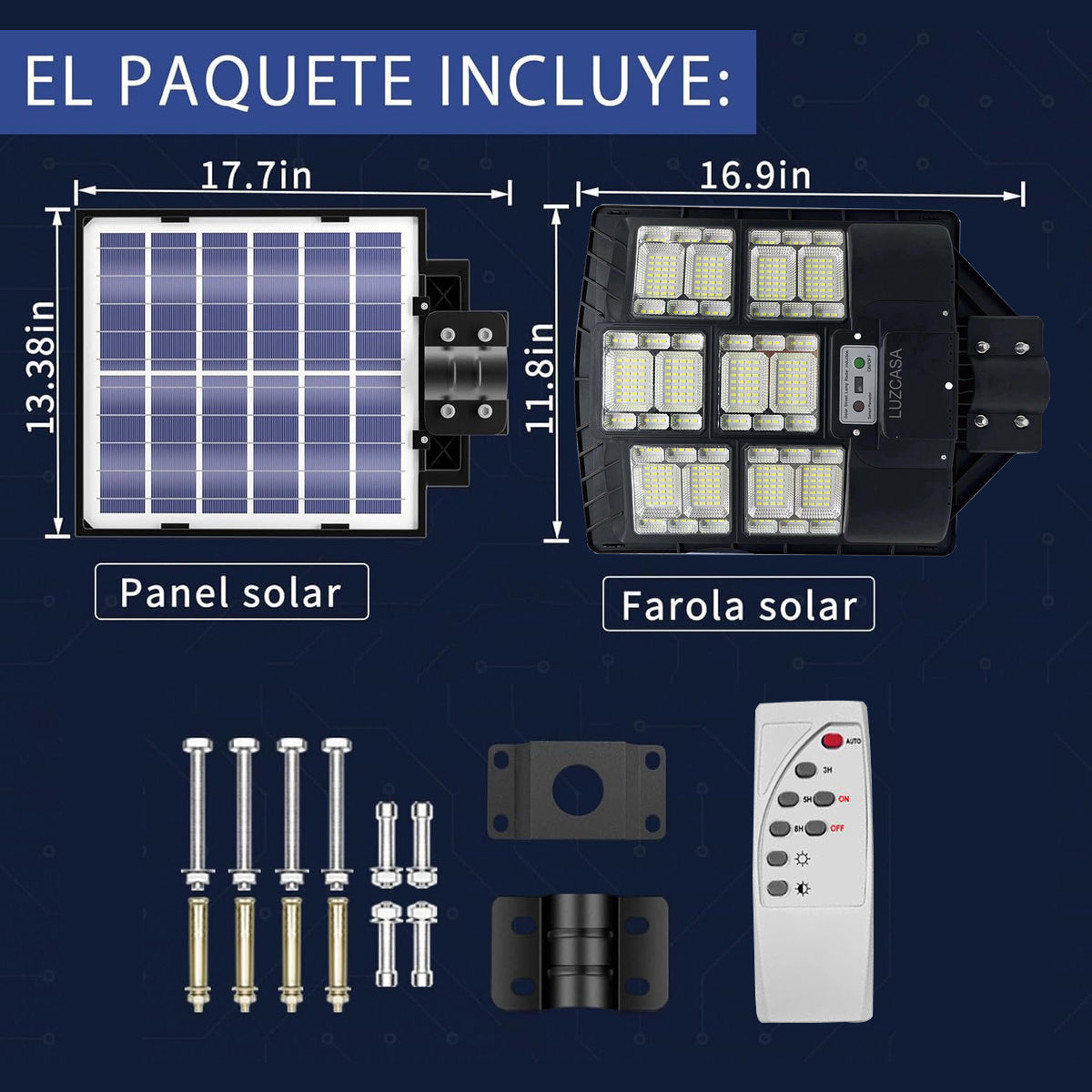 Lámpara Solar Exterior Pared Con Sensor De Movimiento 300w - SHM300W