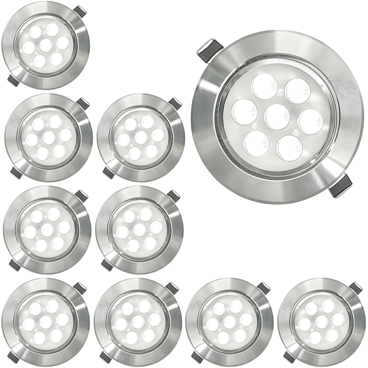 Empotrado Plafon Led 7w Spot Dirigible Satinado Plateado Luz Calida o Blanco - THLB7W & THLC7W