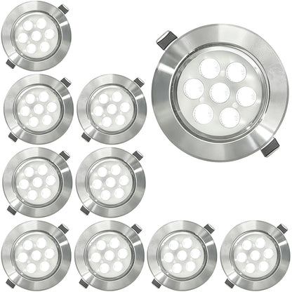 Empotrado Plafon Led 7w Spot Dirigible Satinado Plateado Luz Calida o Blanco - THLB7W & THLC7W