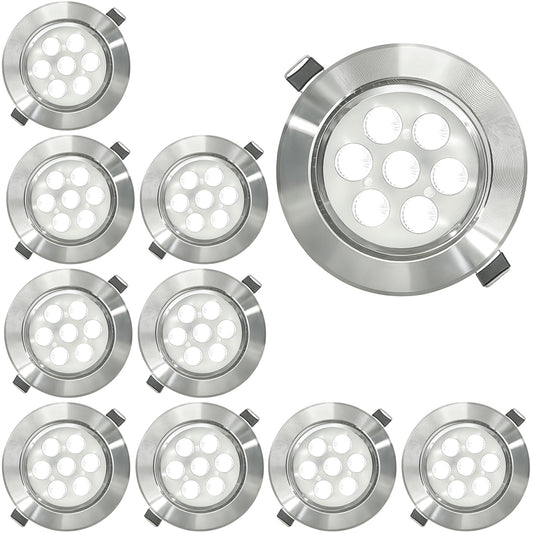 Empotrado Plafon Led 7w Spot Dirigible Satinado Plateado Luz Calida o Blanco - THLB7W & THLC7W